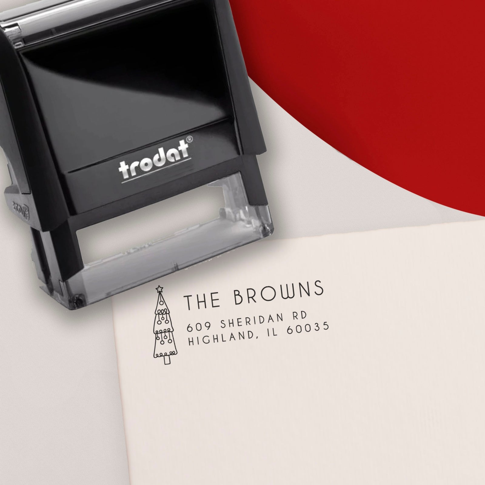Christmas Tree Return Address Stamp, self-inking