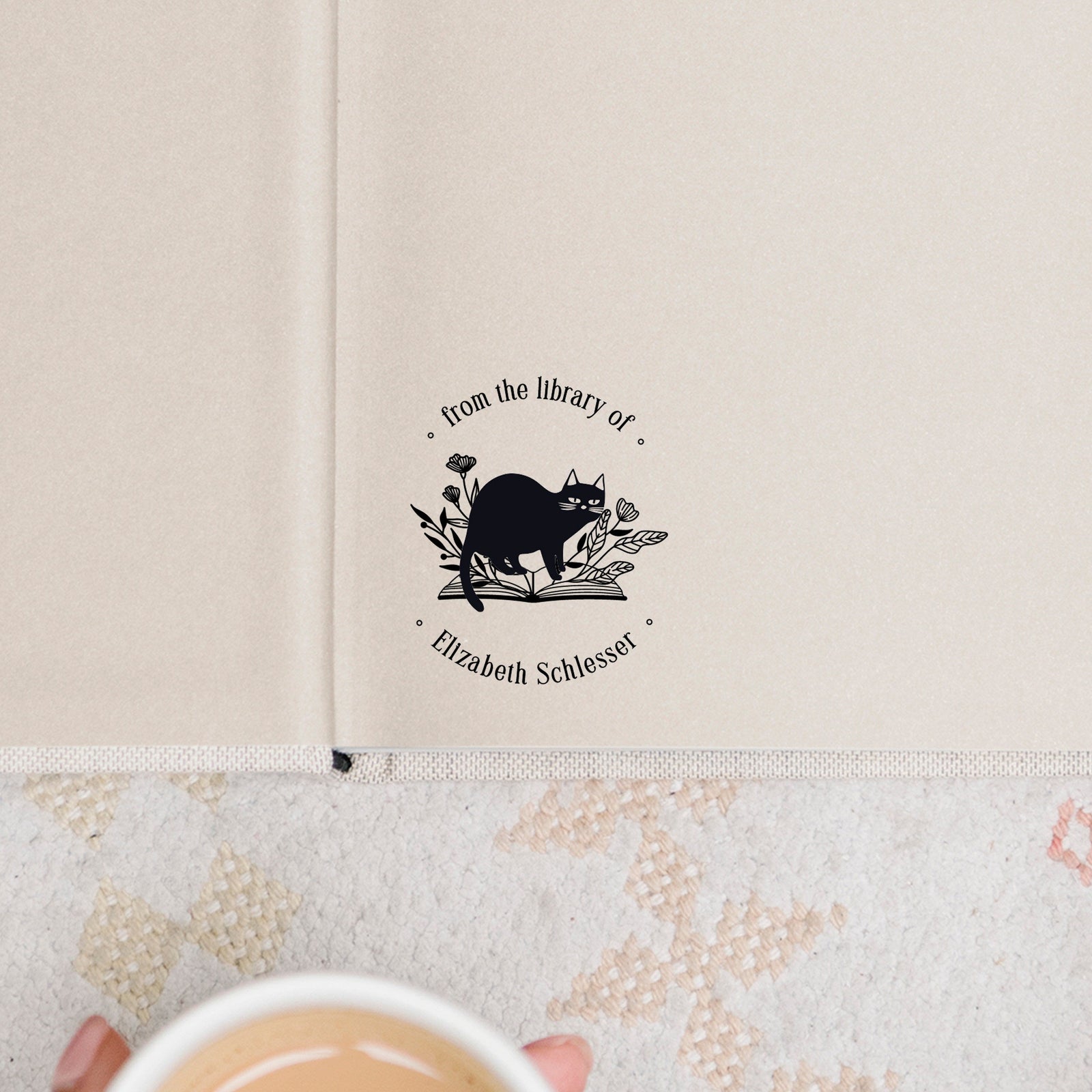 Cat and Open Book Library Stamp | Personalized Book Embosser | Ex Libris, This book belongs to | Book lover gift, Teacher gift, Gift For Her