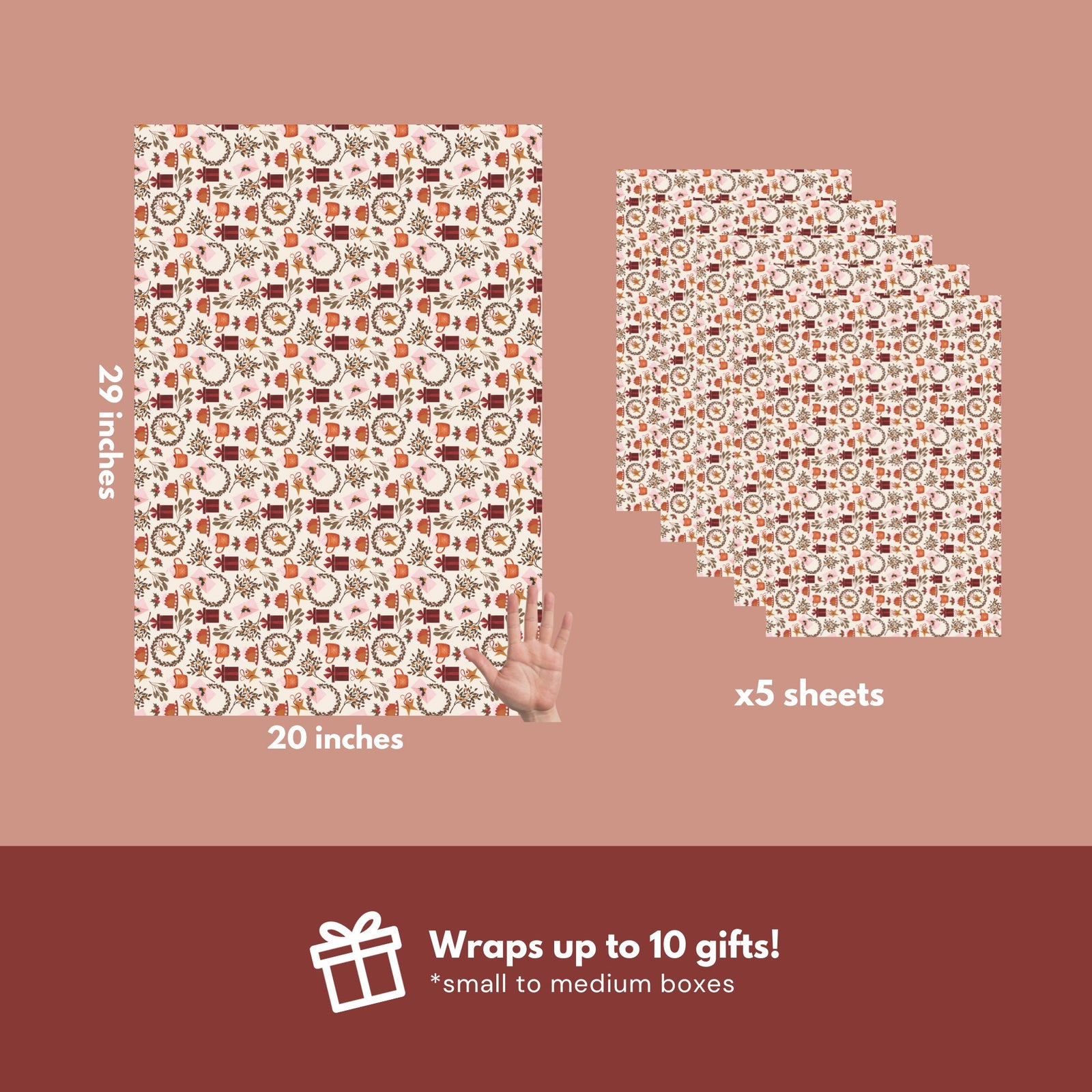 Pink Cocoa Christmas Wrapping Paper