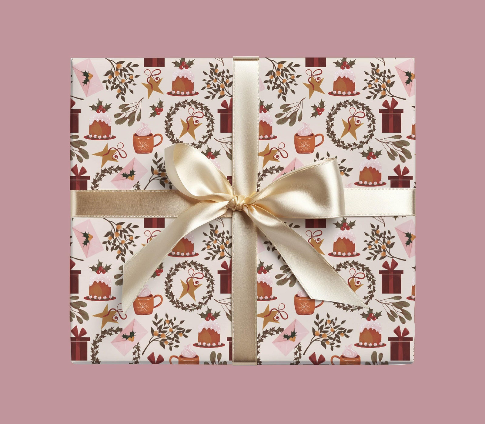 Pink Cocoa Christmas Wrapping Paper