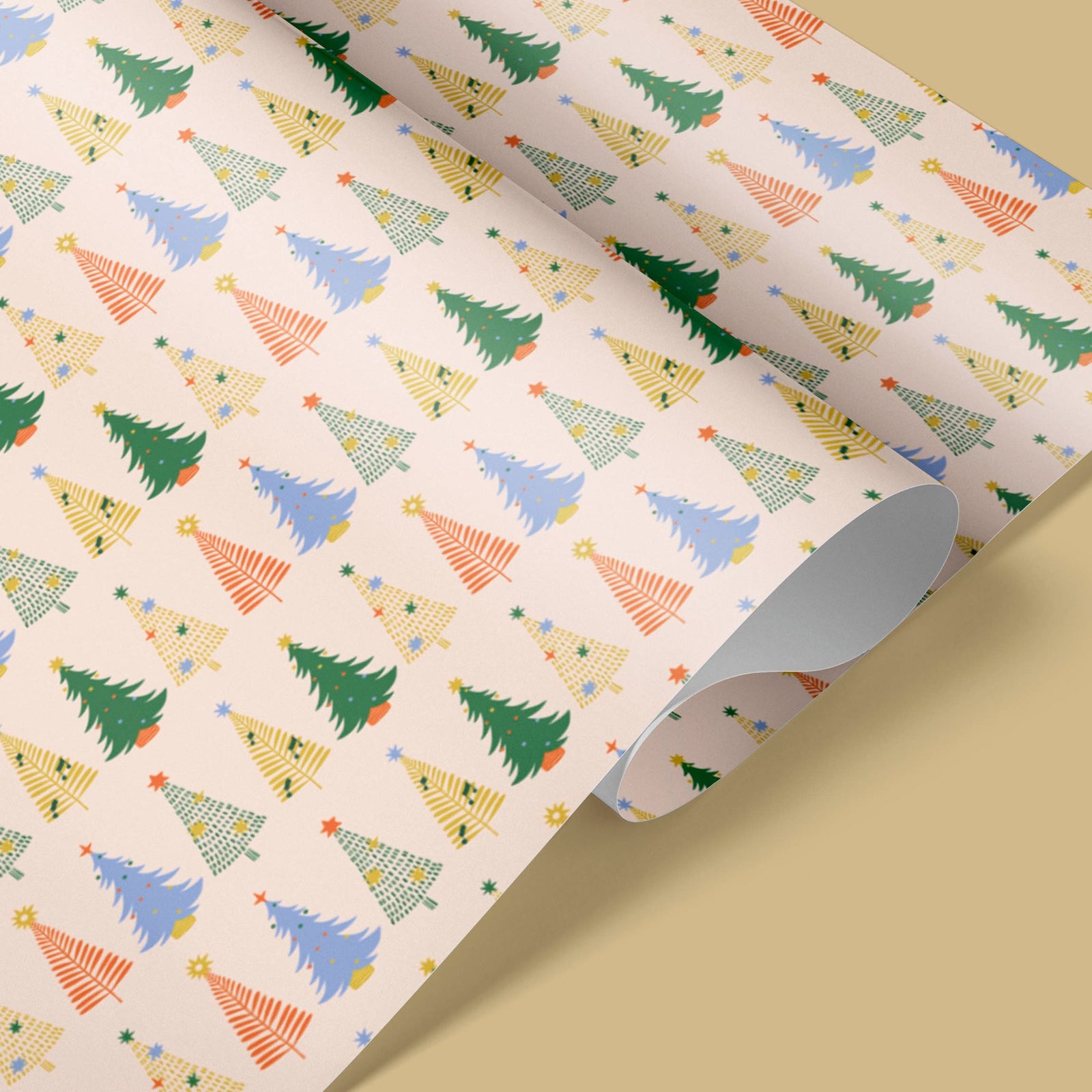 Pastel Christmas Trees Wrapping Paper