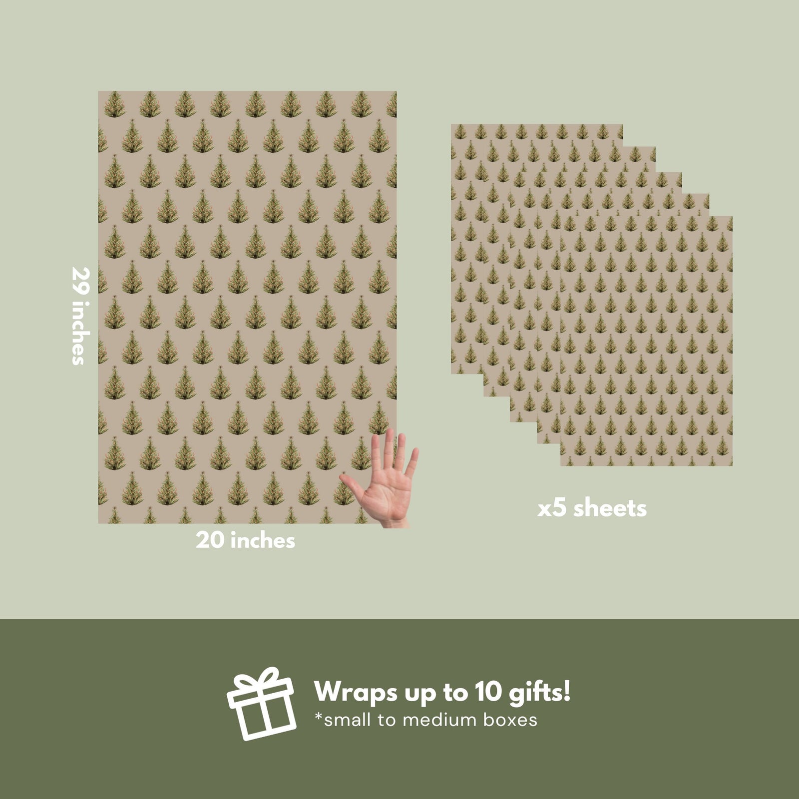 Taupe Christmas Tree Wrapping Paper