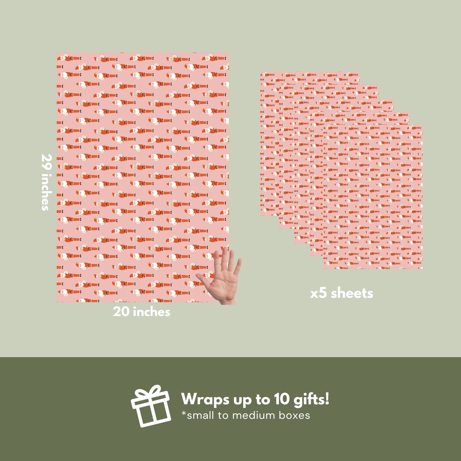 Pink Santa Christmas Wrapping Paper