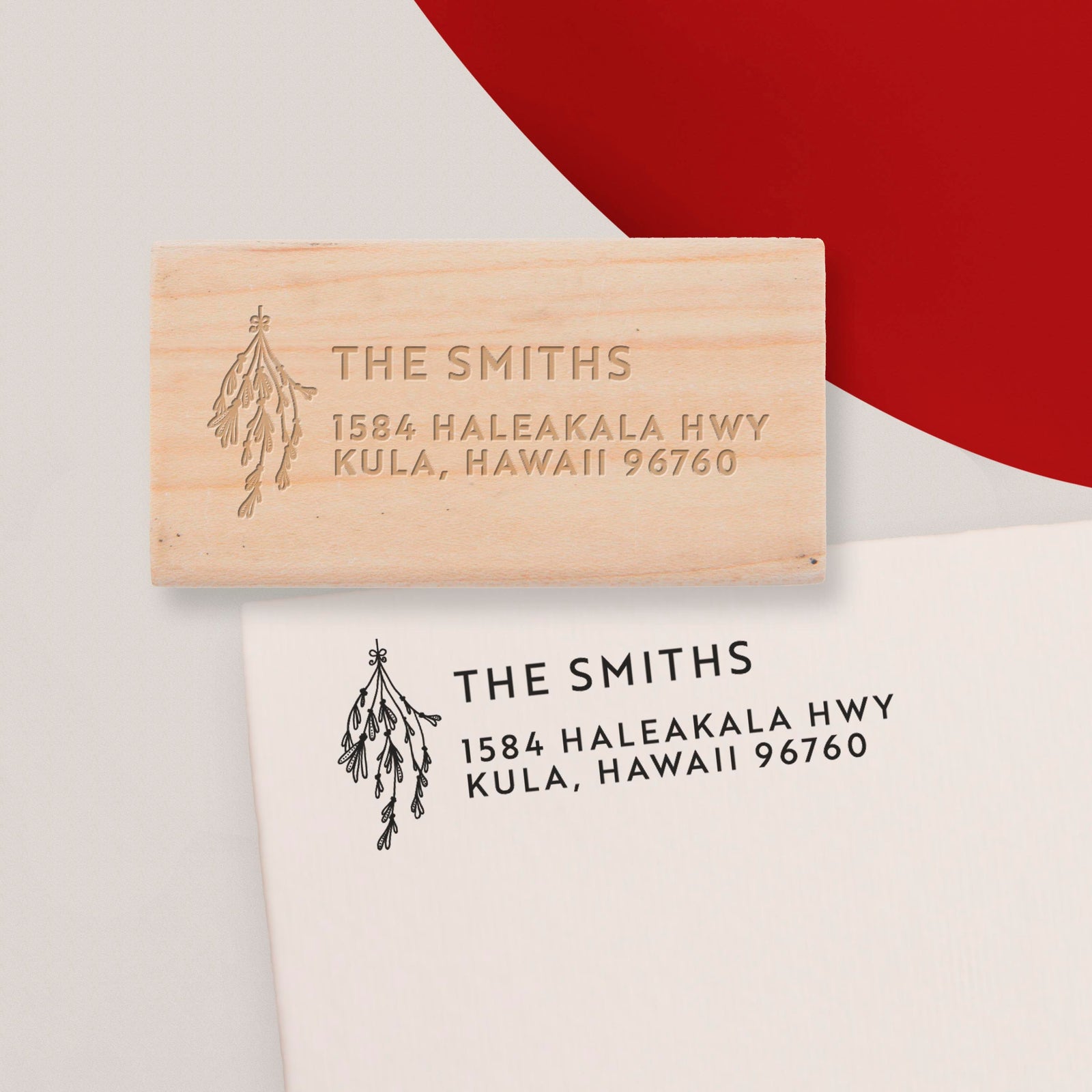 Mistletoe Christmas Return Address Stamp