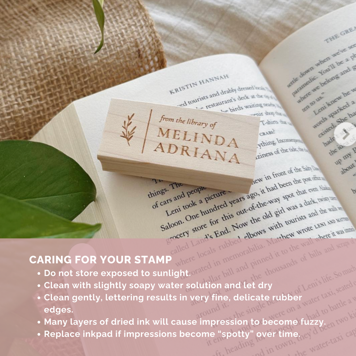 Leaf Minimal Personalized Book Stamp