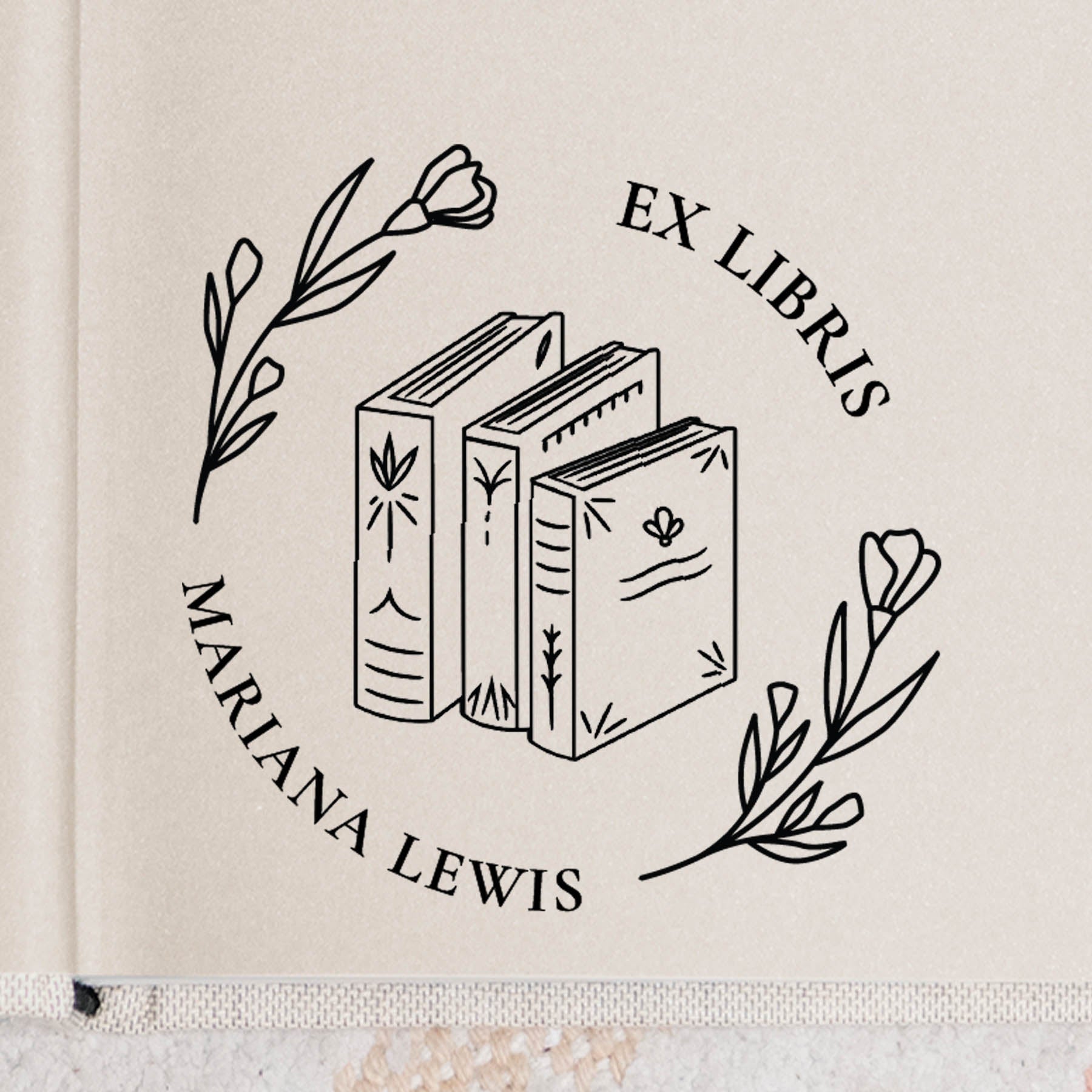 Books with flowers Book Stamp