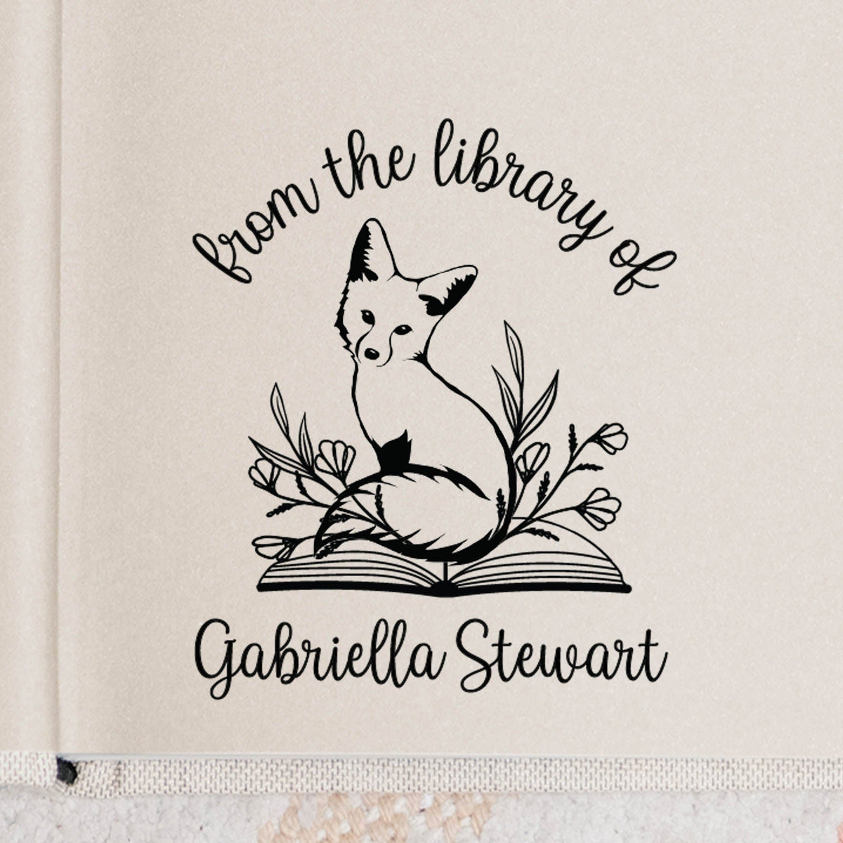 Fox Book Lover Book Stamp