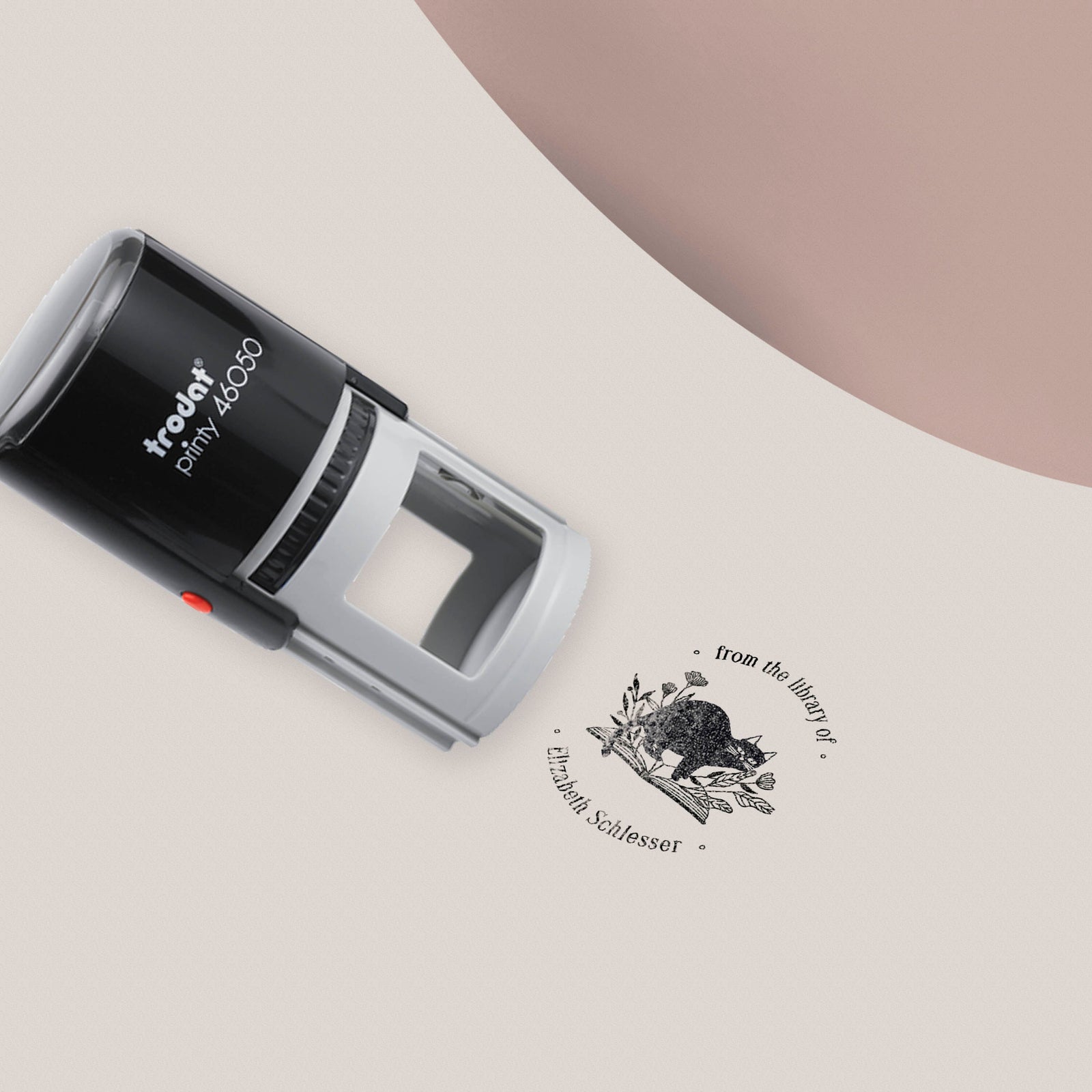 Open Book with Black Cat Book Stamp