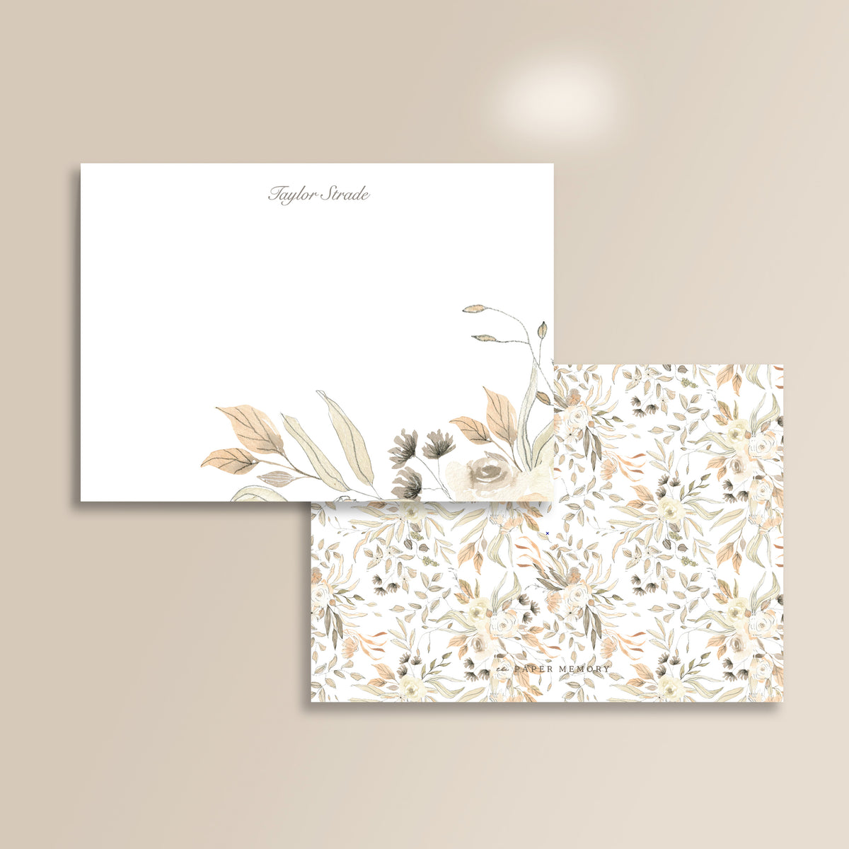 Ivory Bouquet Flat Notecard Set
