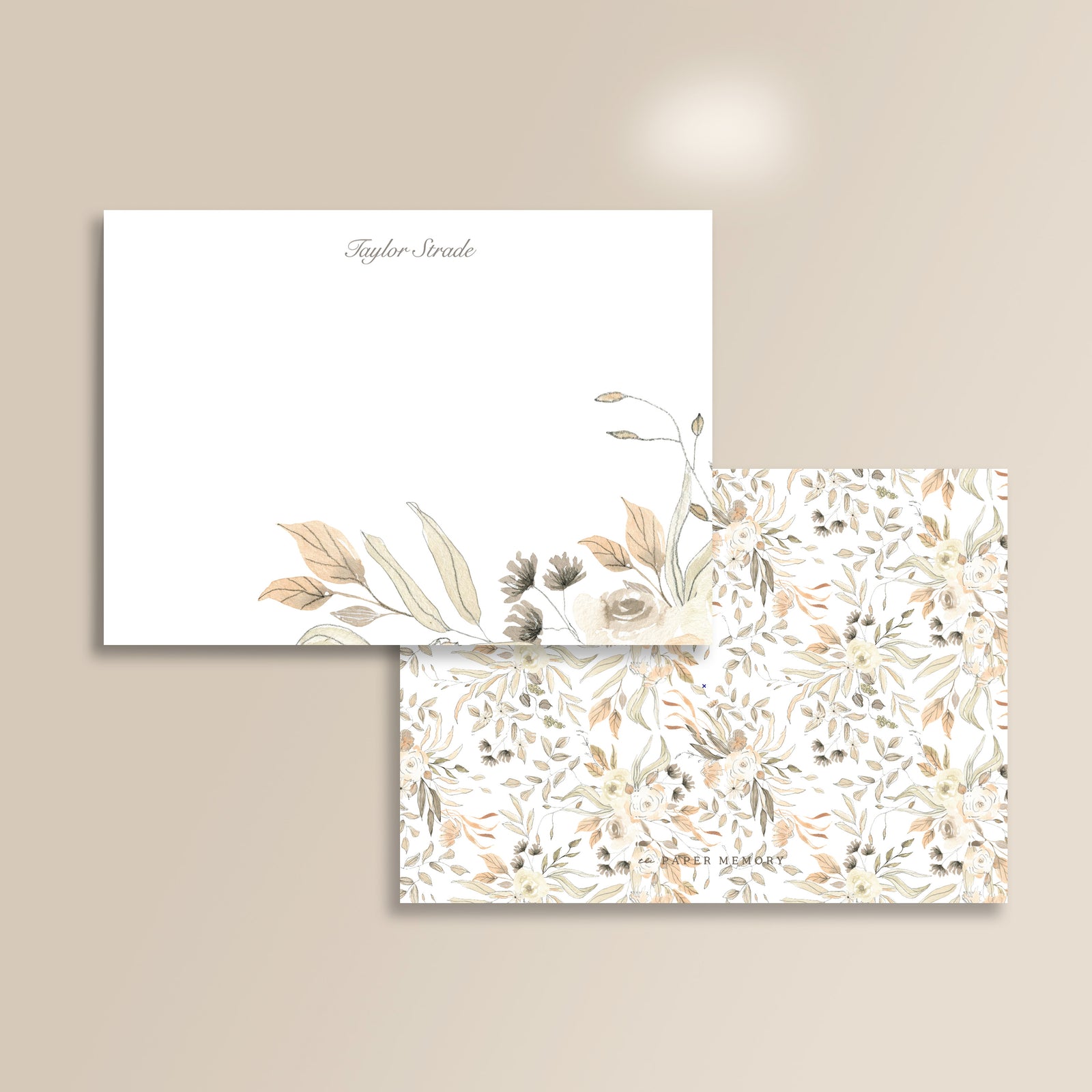 Ivory Bouquet Flat Notecard Set
