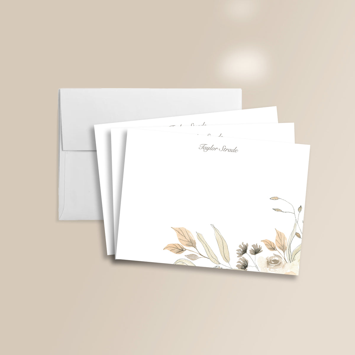 Ivory Bouquet Flat Notecard Set