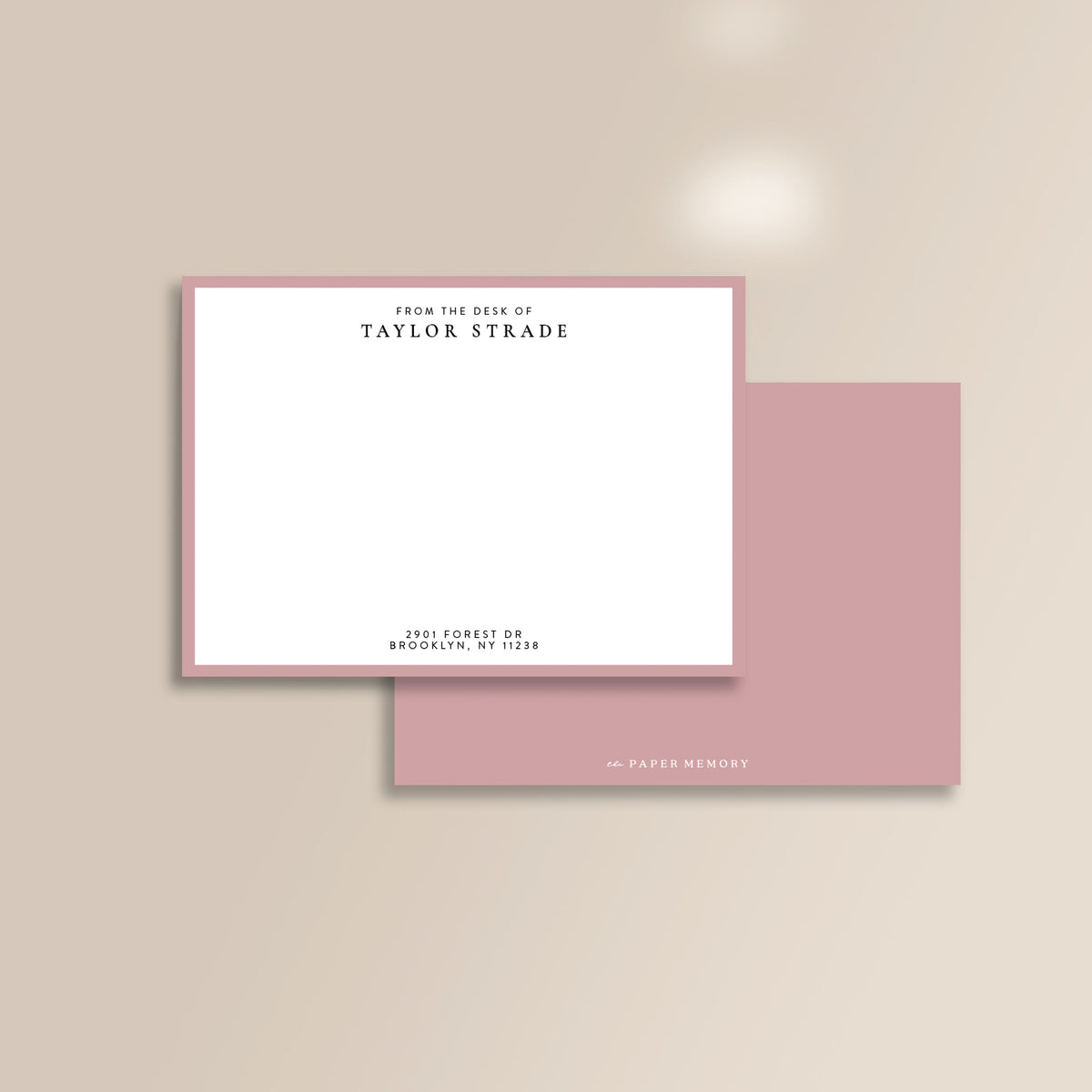 Pink Flat Notecard Set
