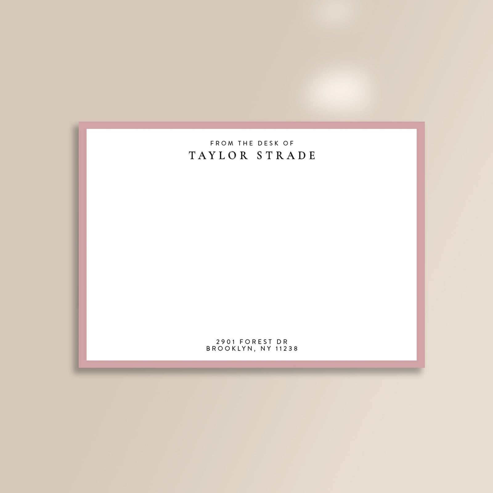 Pink Flat Notecard Set