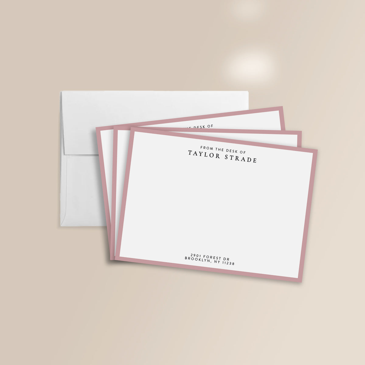 Pink Flat Notecard Set