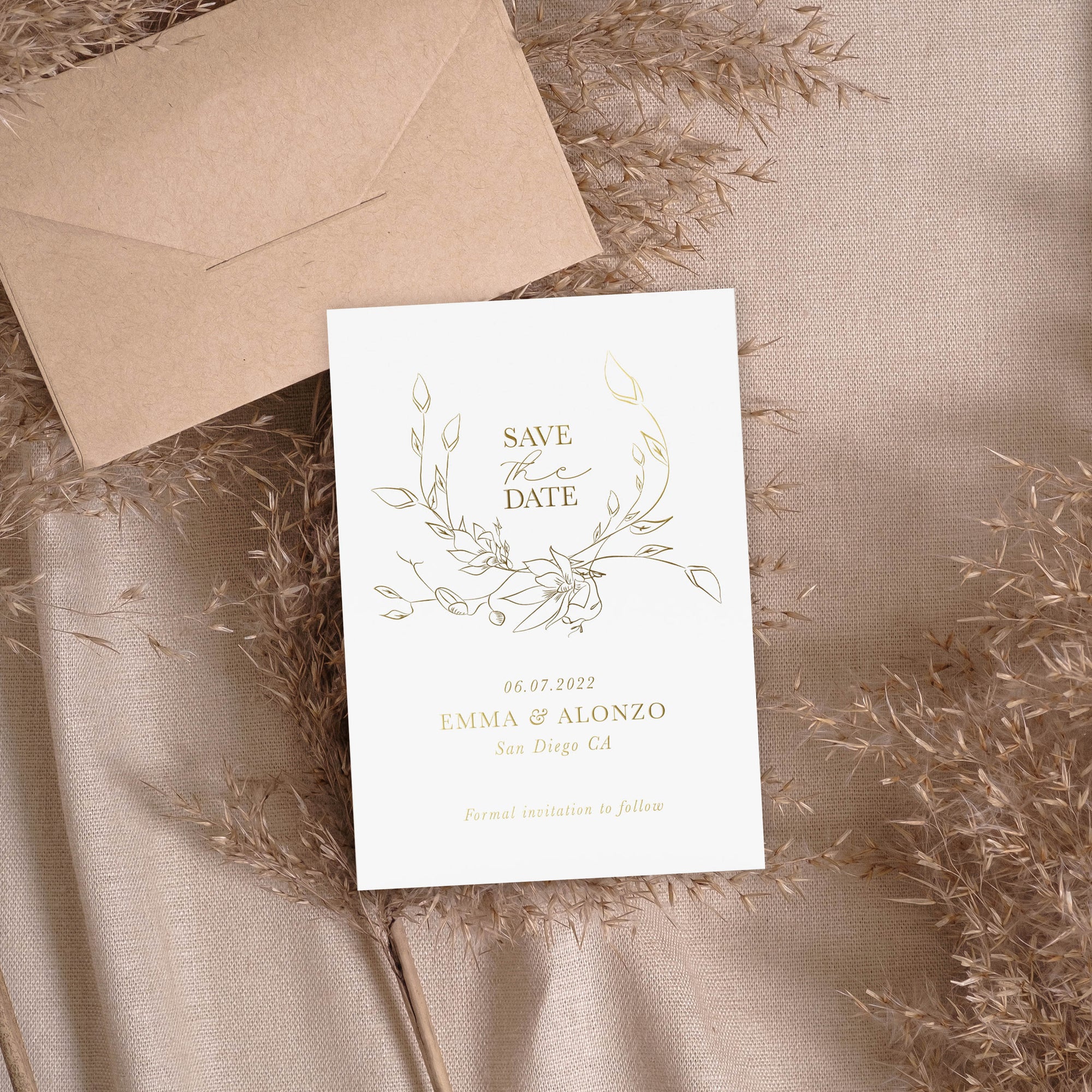 Floral Wreath | Foil Save the Date Cards