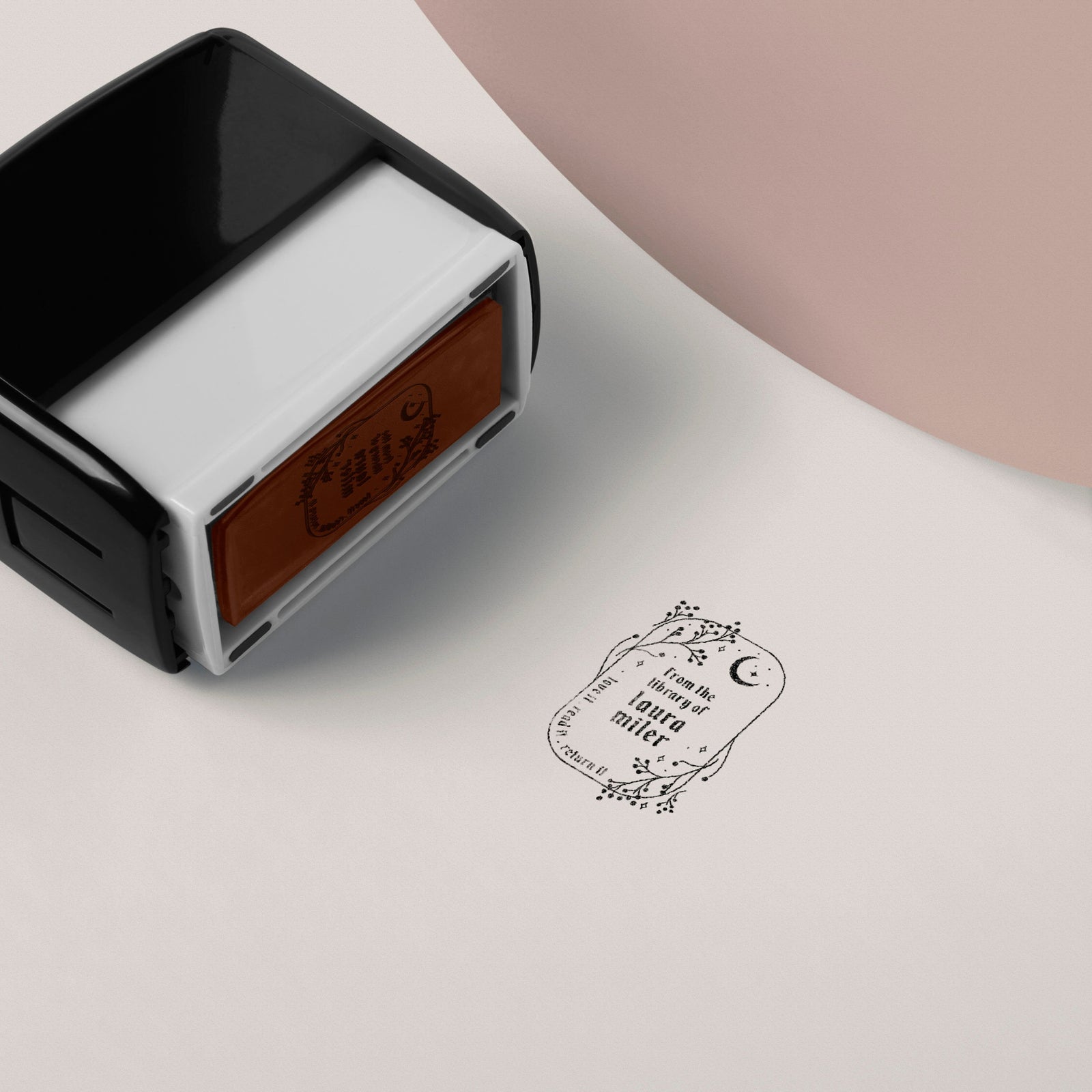 Moon Personalized Book Stamp | From the library of | Ex Libris | This book belongs to | Book lover gift | Self ink stamper | Wood handle