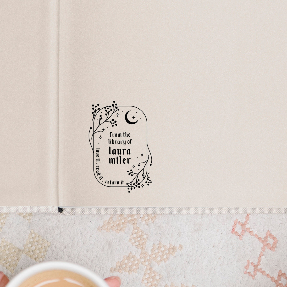 Moon Personalized Book Stamp | From the library of | Ex Libris | This book belongs to | Book lover gift | Self ink stamper | Wood handle