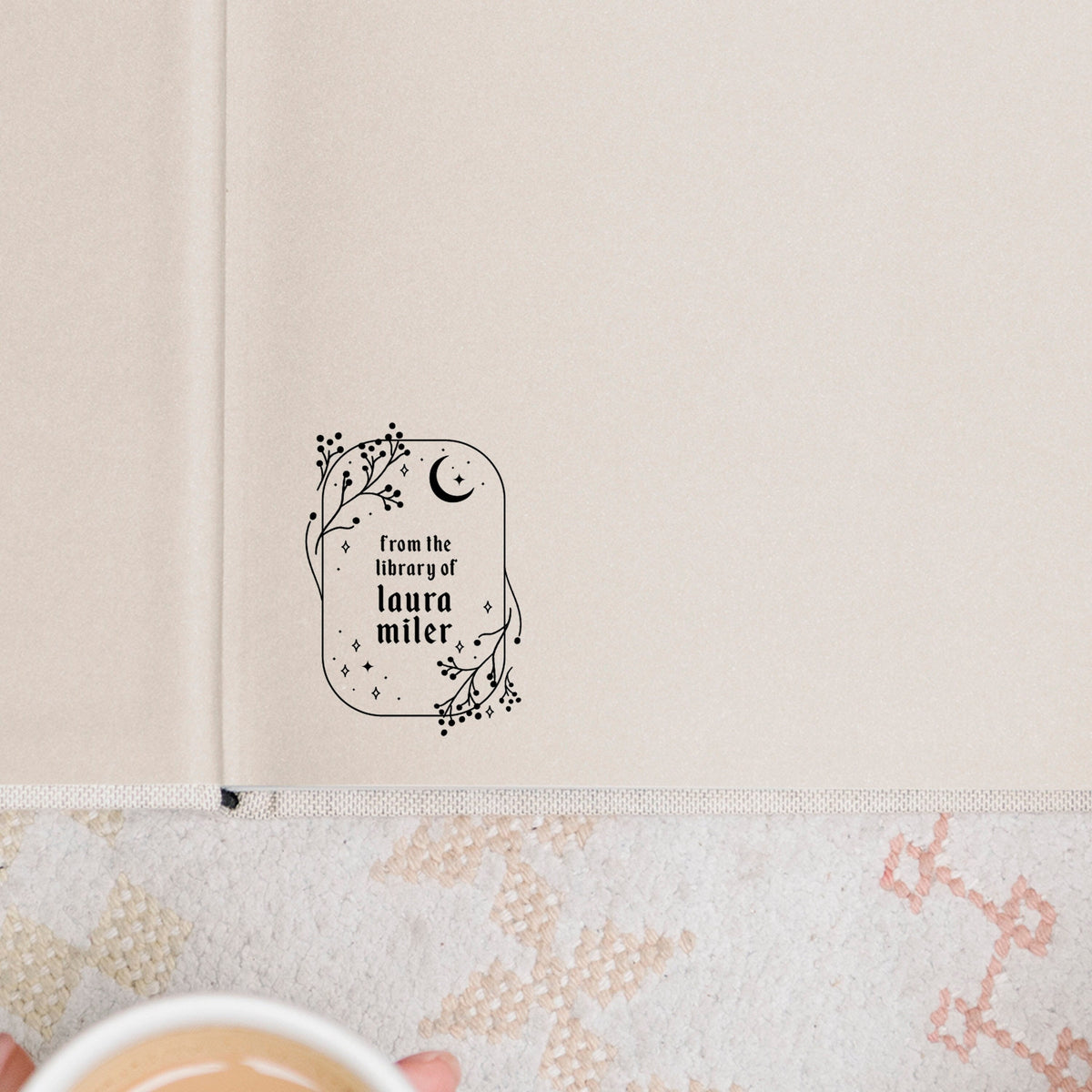 Moon Personalized Book Stamp | From the library of | Ex Libris | This book belongs to | Book lover gift | Self ink stamper | Wood handle