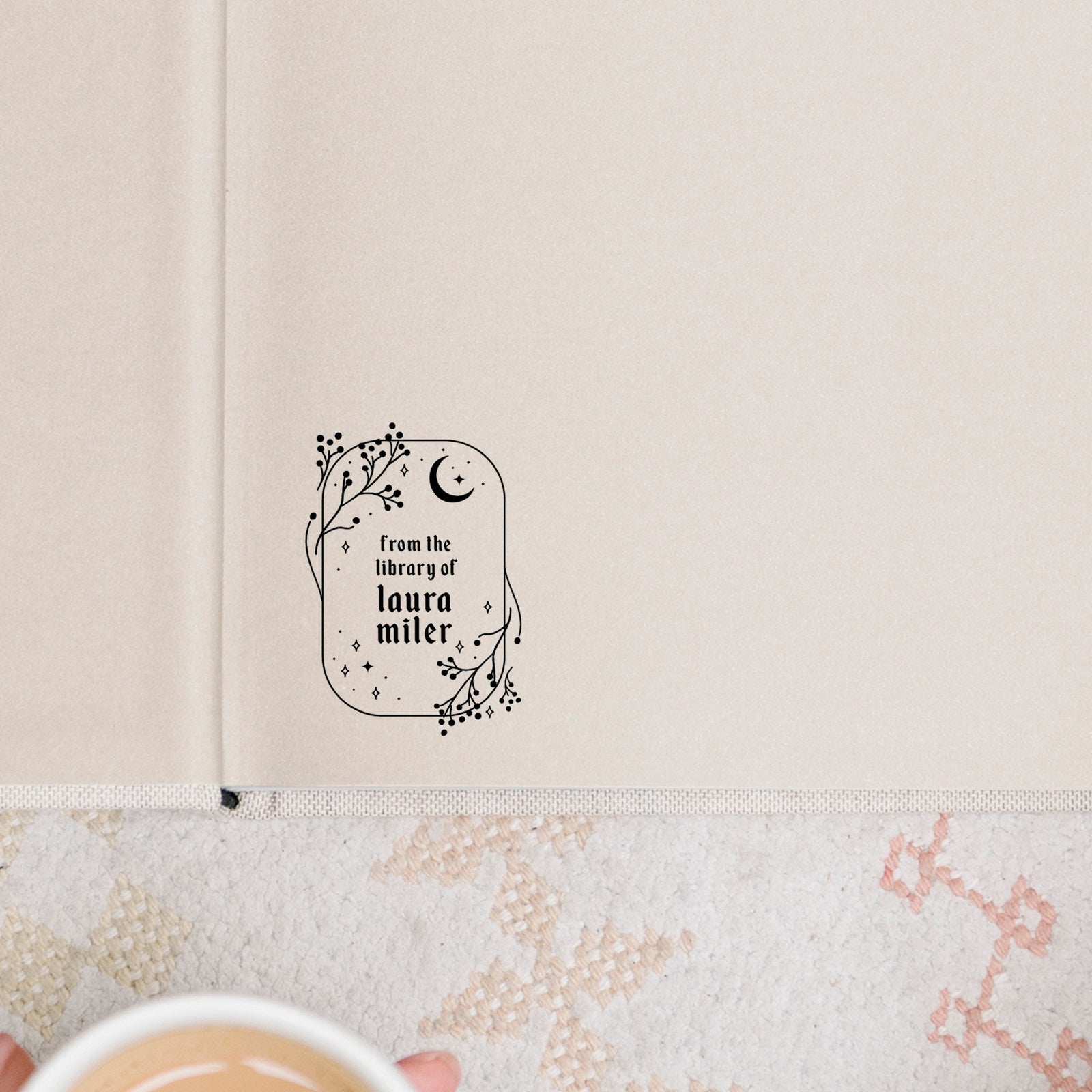 Moon Personalized Book Stamp | From the library of | Ex Libris | This book belongs to | Book lover gift | Self ink stamper | Wood handle