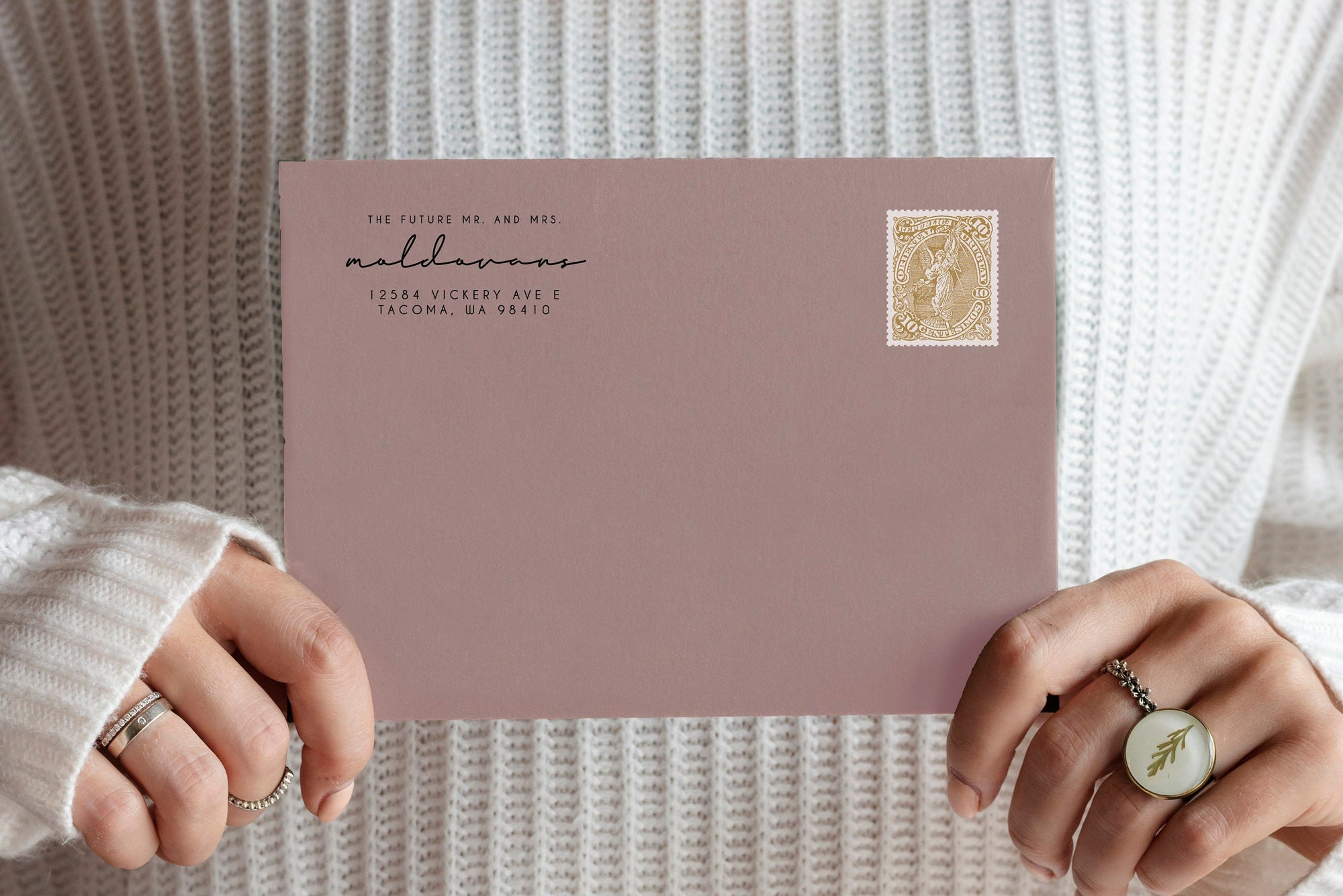 Mr & Mrs return address stamp | Wedding Stamp | Save the date | Self ink stamper | Wood handle | Wedding Gift Couple Unique | Minimal