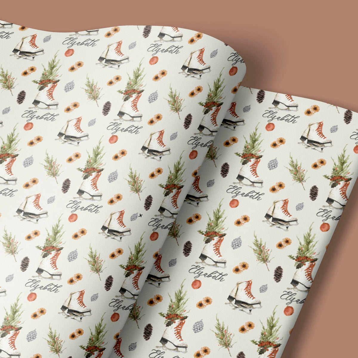 Personalized Ice Skates Christmas Wrapping Paper