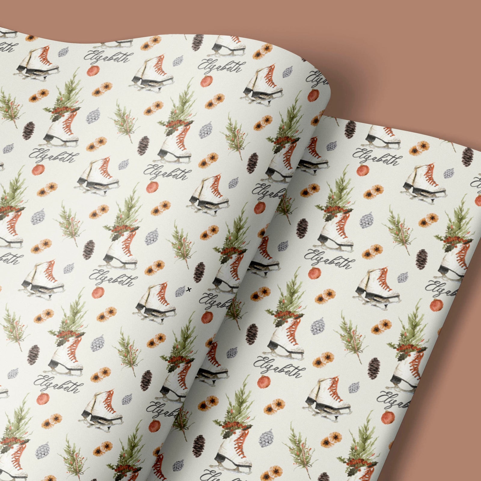 Personalized Ice Skates Christmas Wrapping Paper