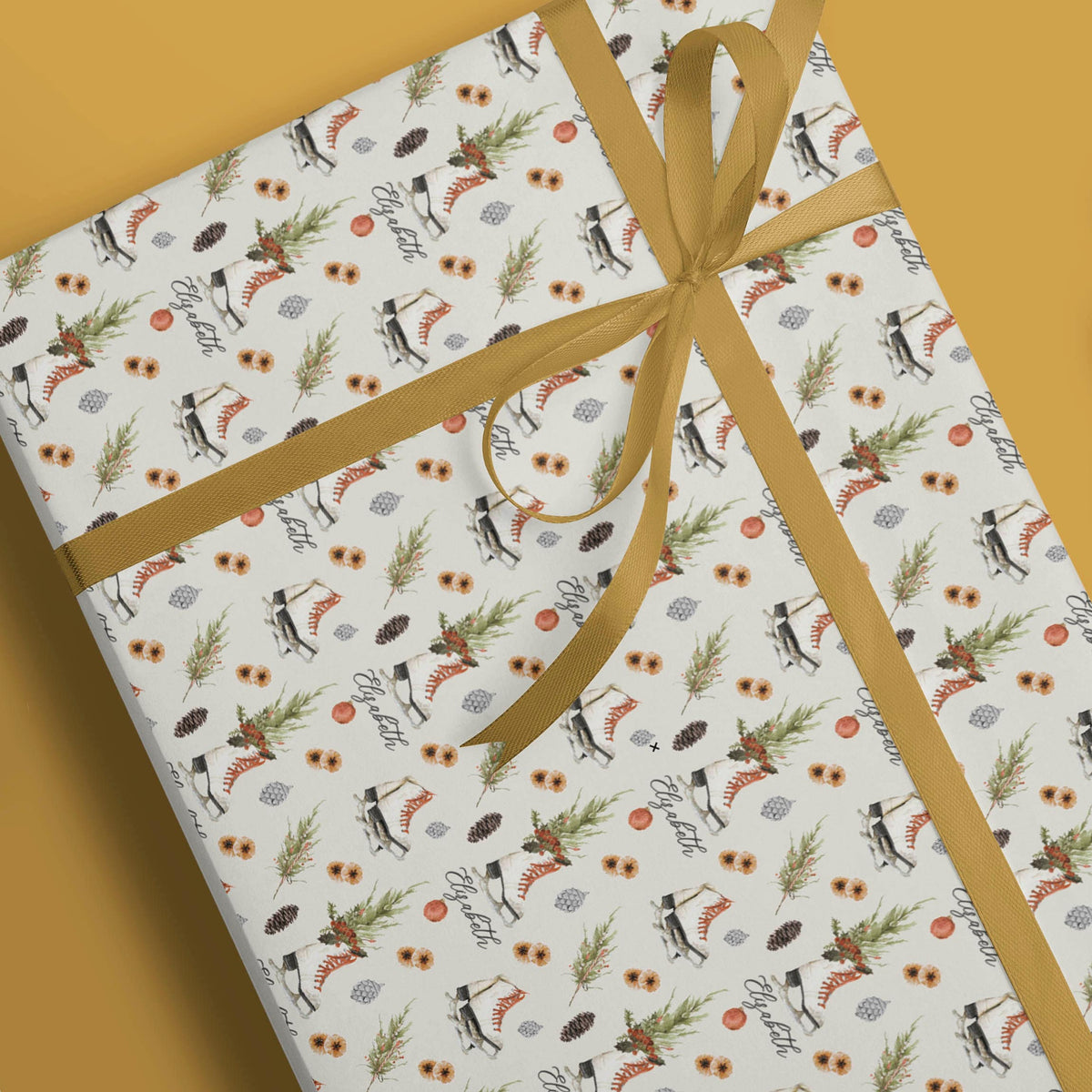 Personalized Ice Skates Christmas Wrapping Paper