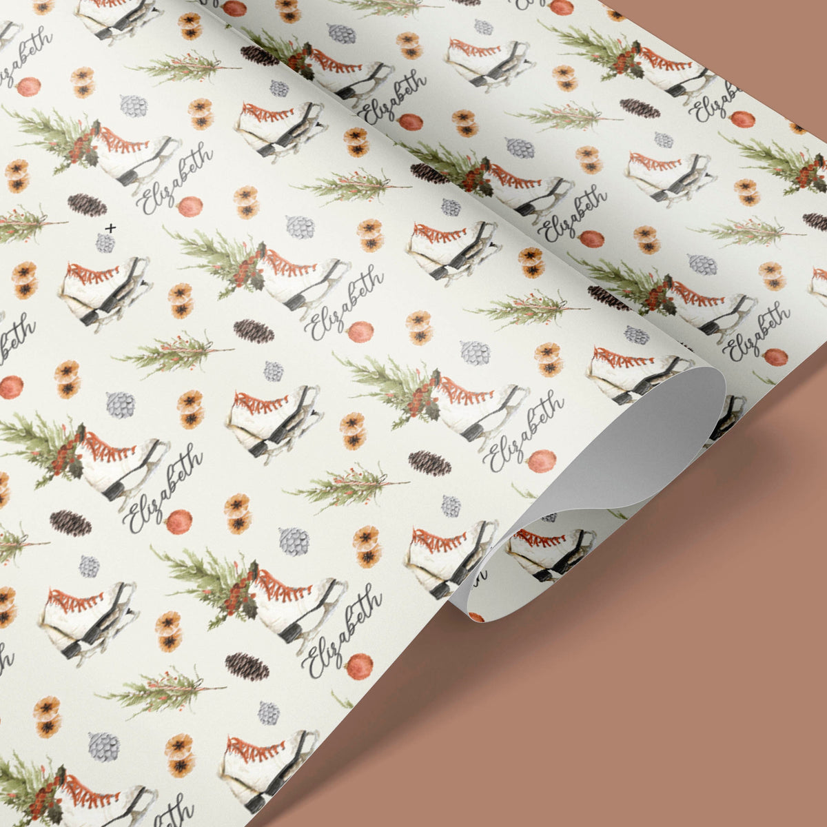 Personalized Ice Skates Christmas Wrapping Paper