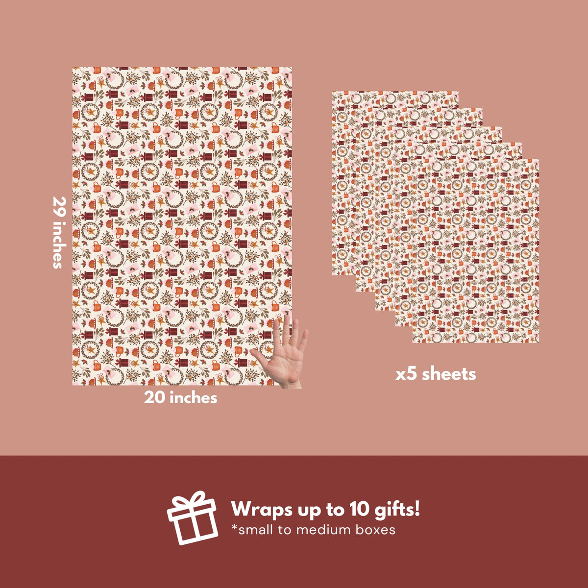 Pink Cocoa Christmas Wrapping Paper