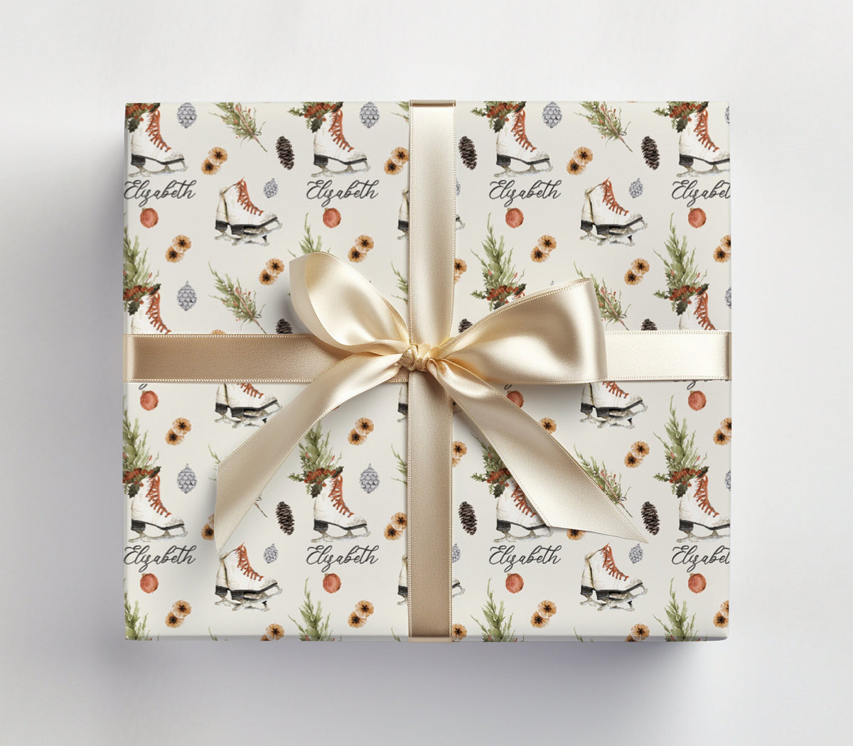 Personalized Ice Skates Christmas Wrapping Paper