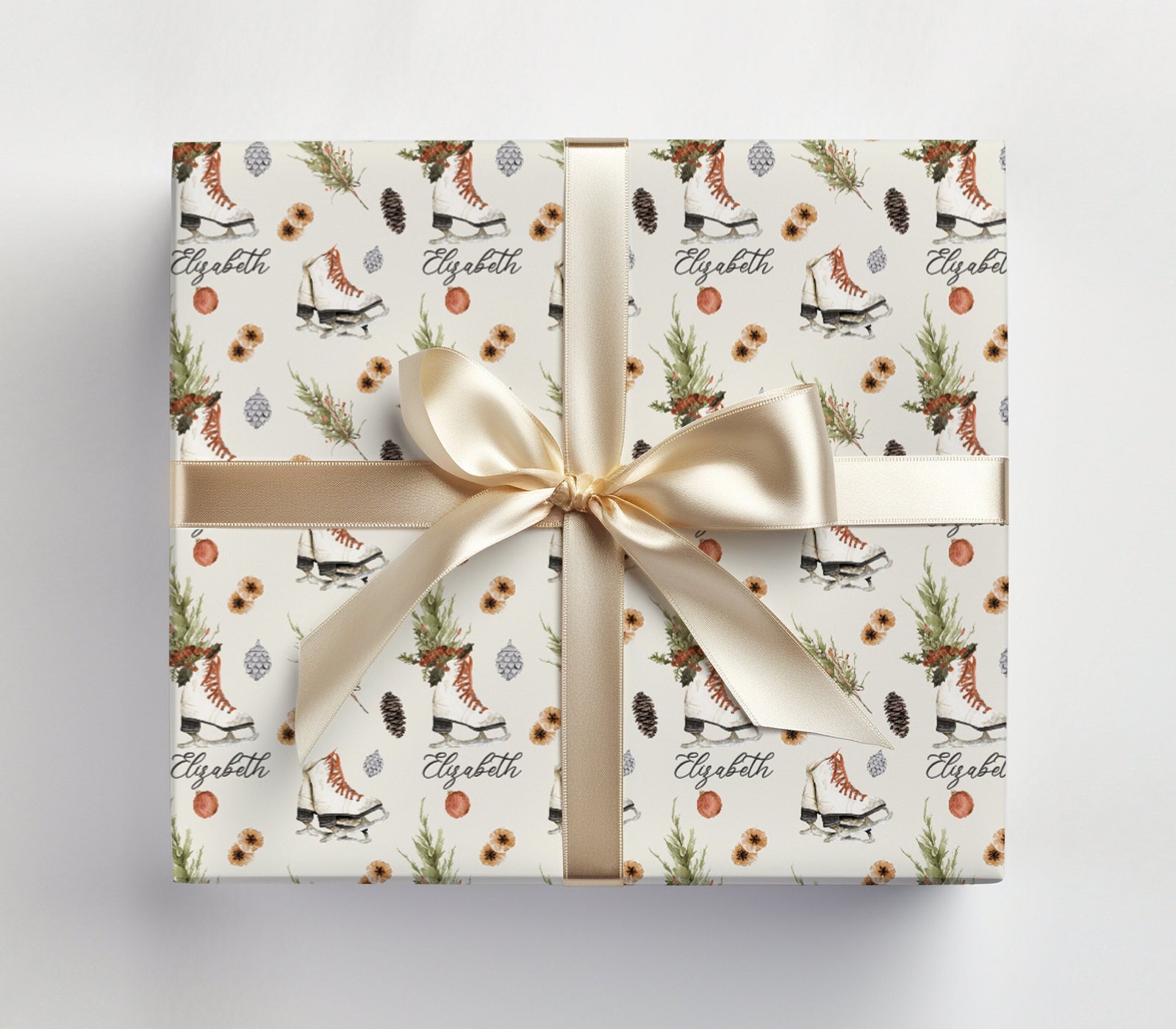 Personalized Ice Skates Christmas Wrapping Paper