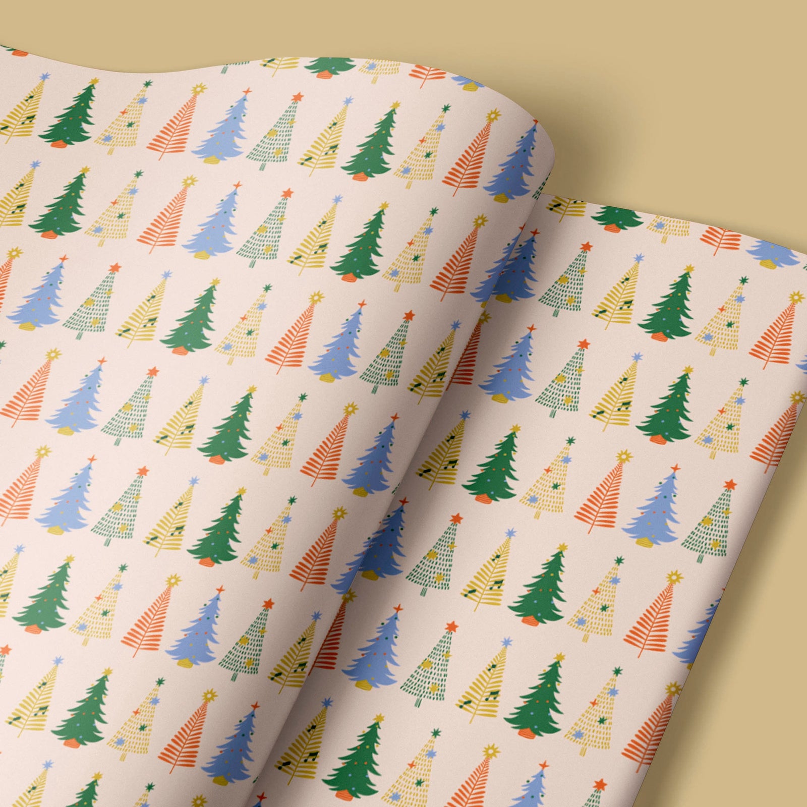 Pastel Christmas Trees Wrapping Paper