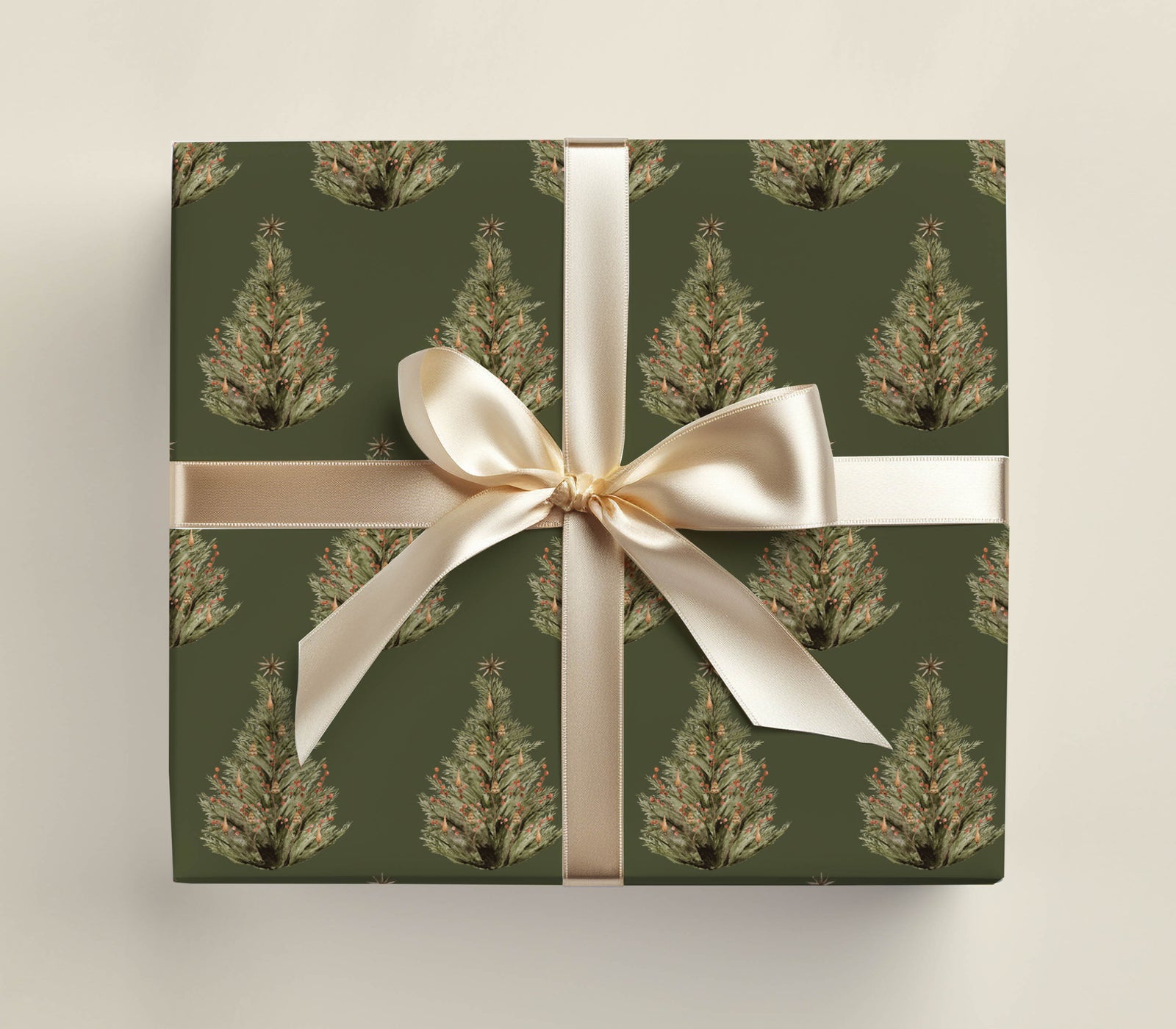 Sage Christmas Tree Wrapping Paper