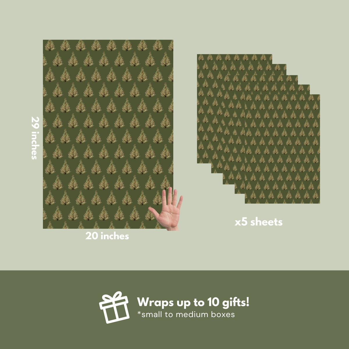 Sage Christmas Tree Wrapping Paper