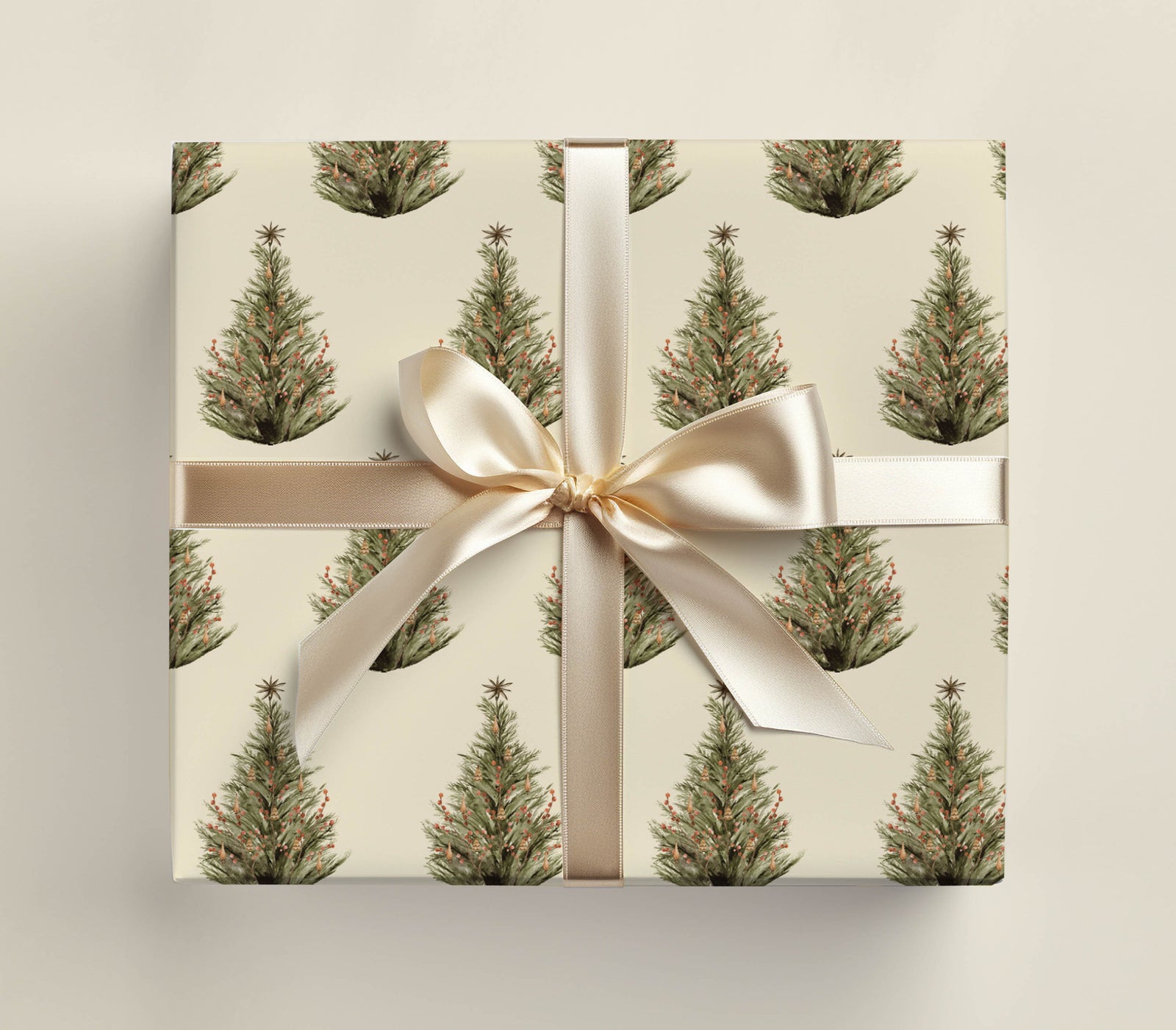 Beige Christmas Tree Wrapping Paper