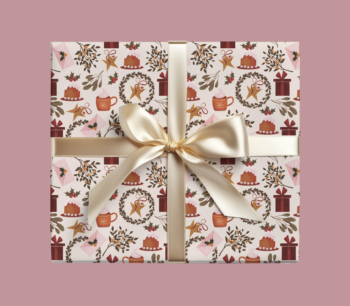 Pink Cocoa Christmas Wrapping Paper