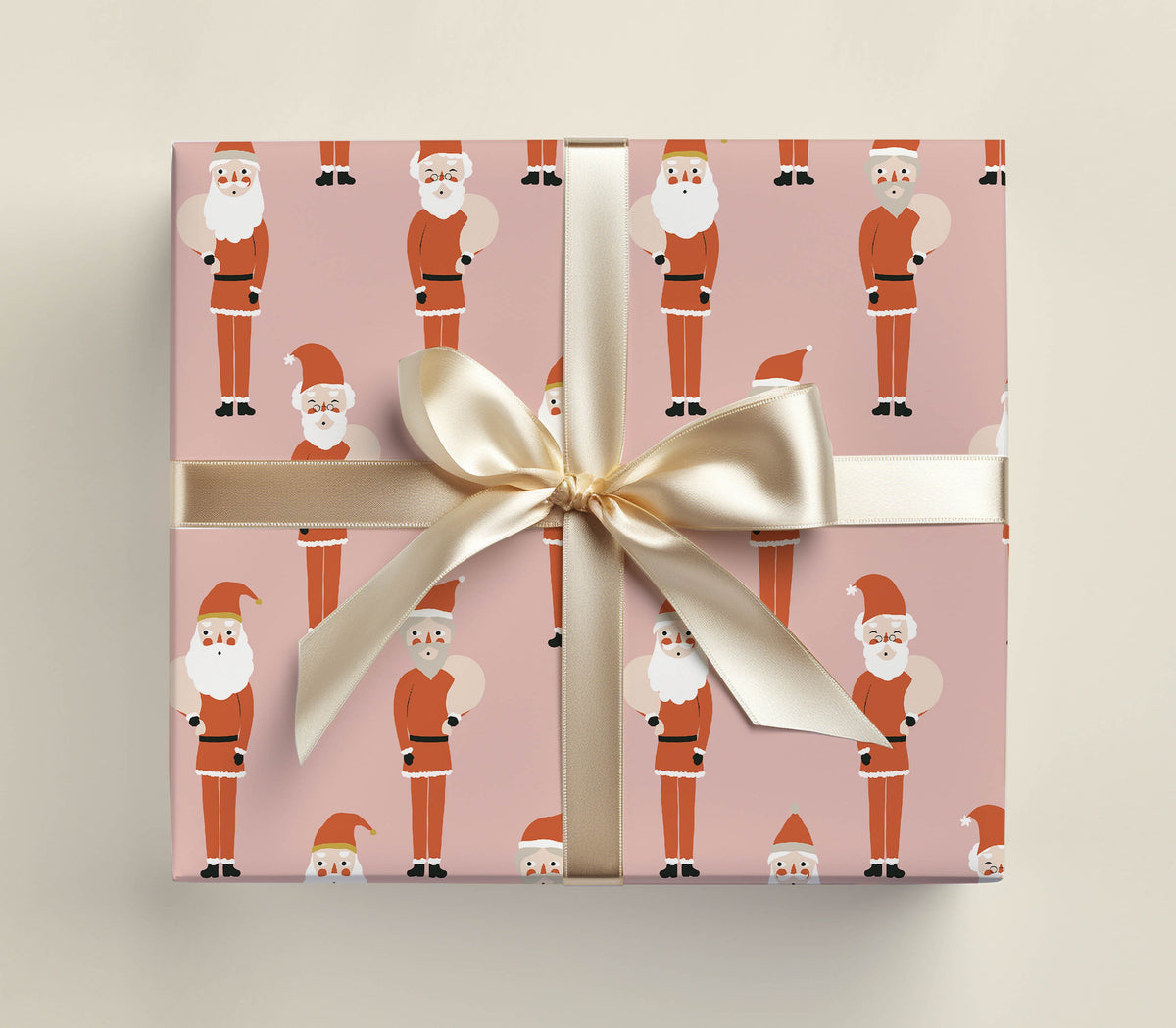 Pink Santa Christmas Wrapping Paper