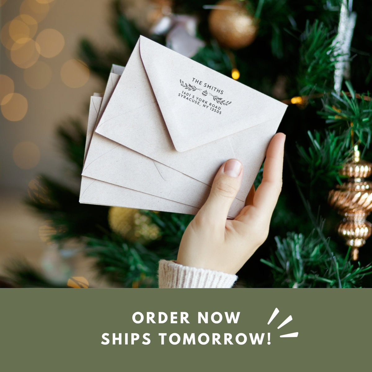 Mistletoe Christmas Return Address Stamp