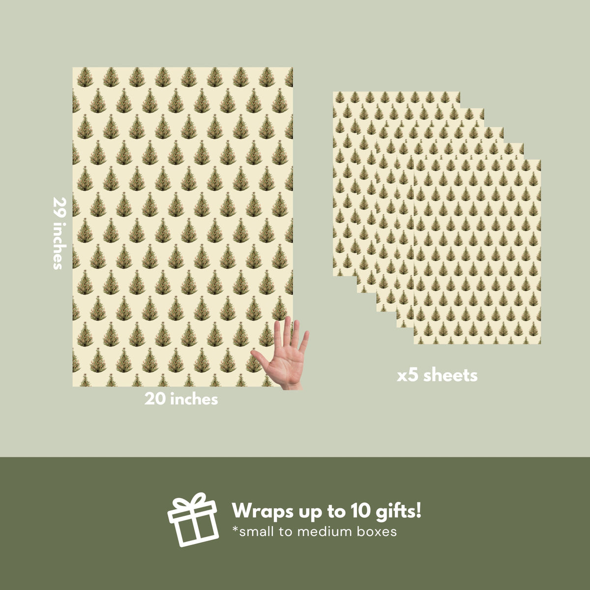 Beige Christmas Tree Wrapping Paper