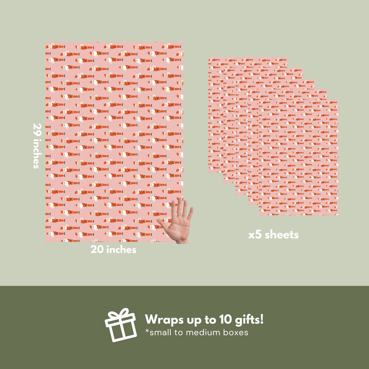 Pink Santa Christmas Wrapping Paper